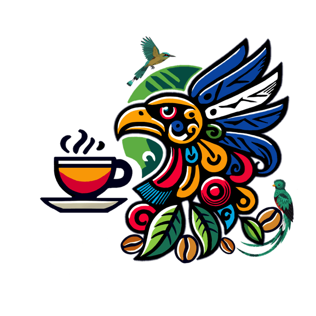 Tz'ikin Cafe Logo — a colorful bird representing Central American heritage and coffee culture