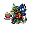 Tz'ikin Cafe Logo — a colorful bird representing Central American heritage