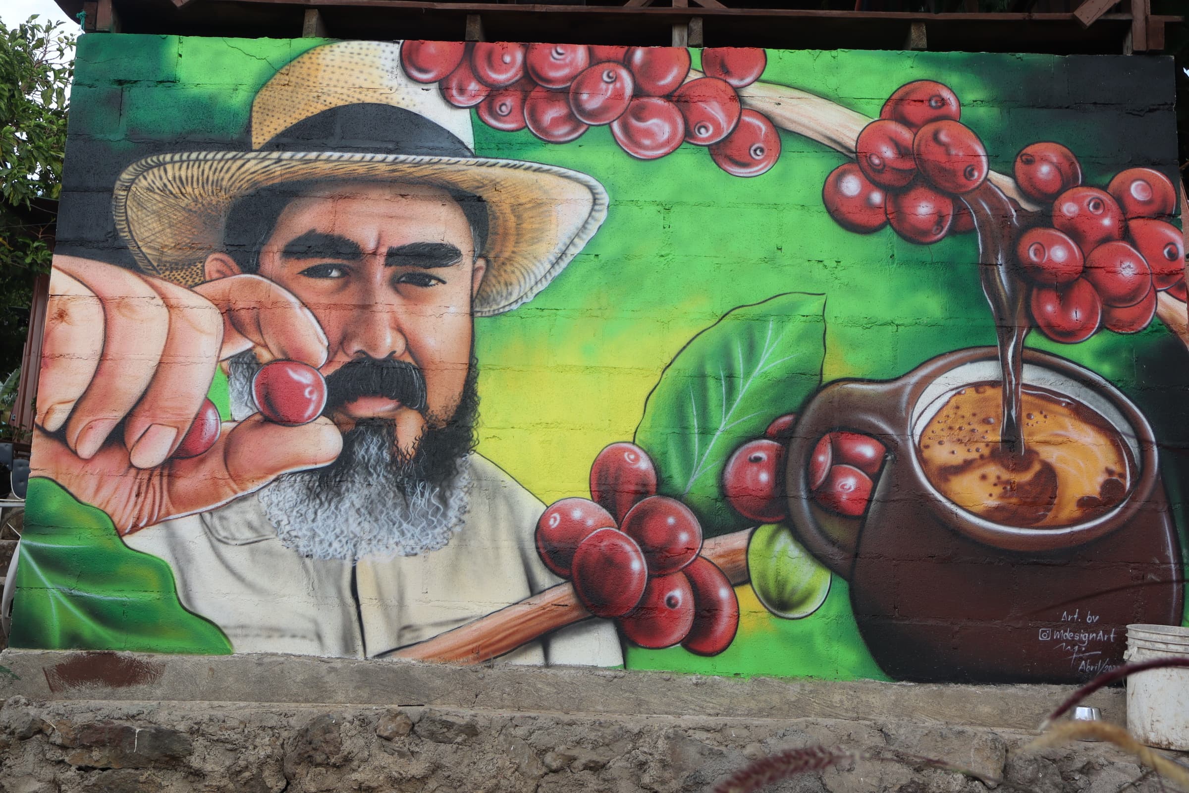 Coffee mural at Finca San Rafael